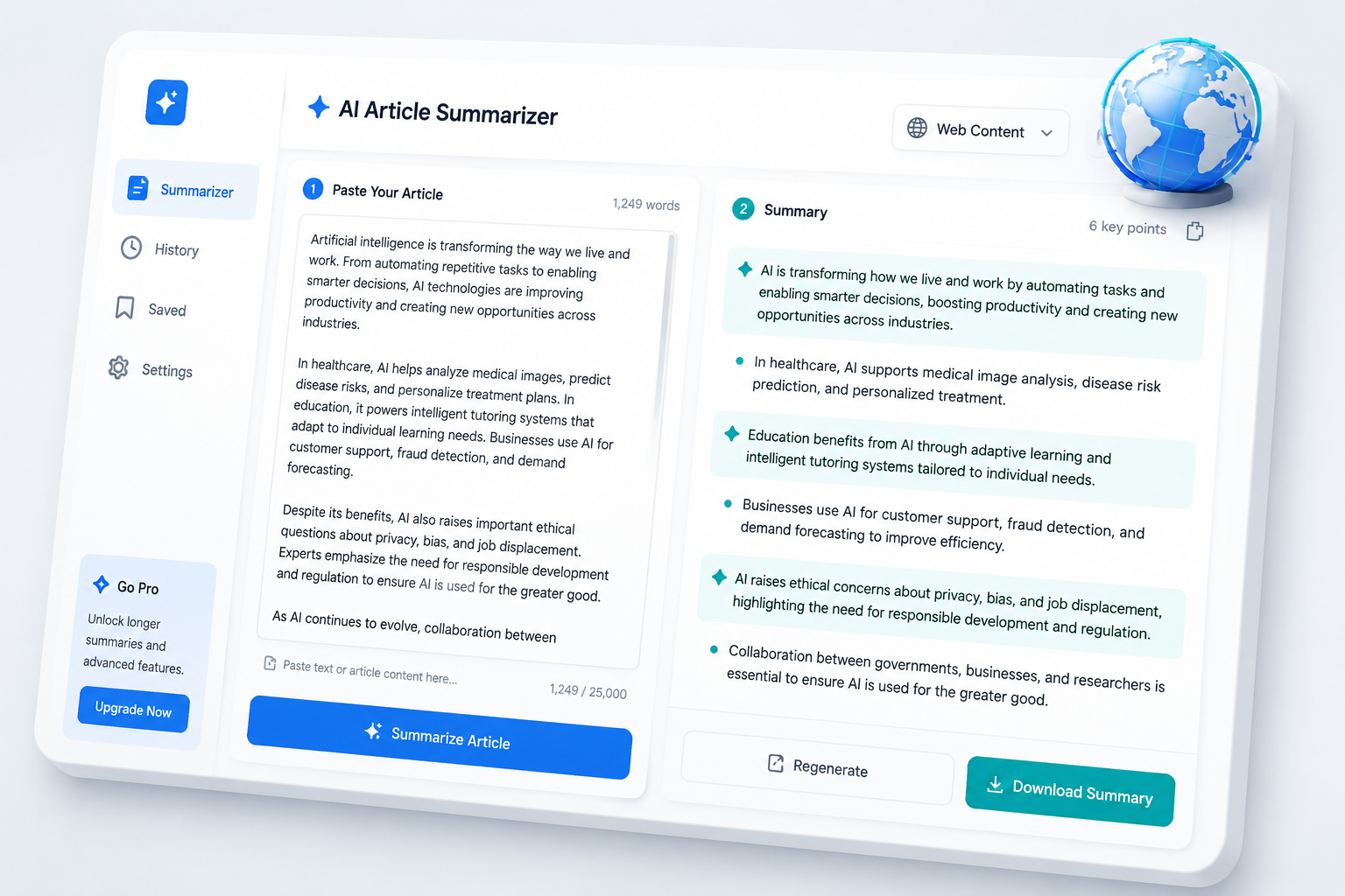 AI Article Summarizer Online Free